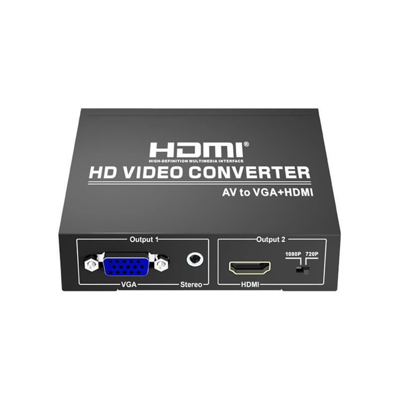 AV til VGA + HDMI Converter Up Scaler 720P \/ 1080P